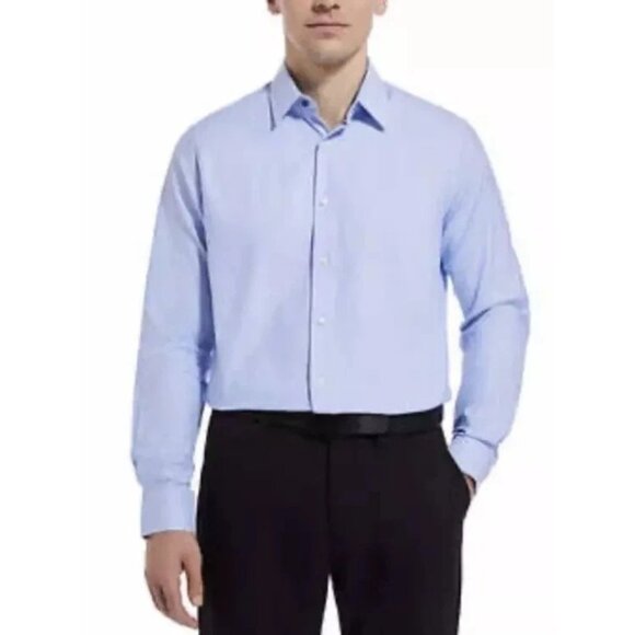 NEW Duchamp London Men's 18.5 XXL Slim Fit Dress Shirt Blue  Stretch Pattern - Picture 1 of 9